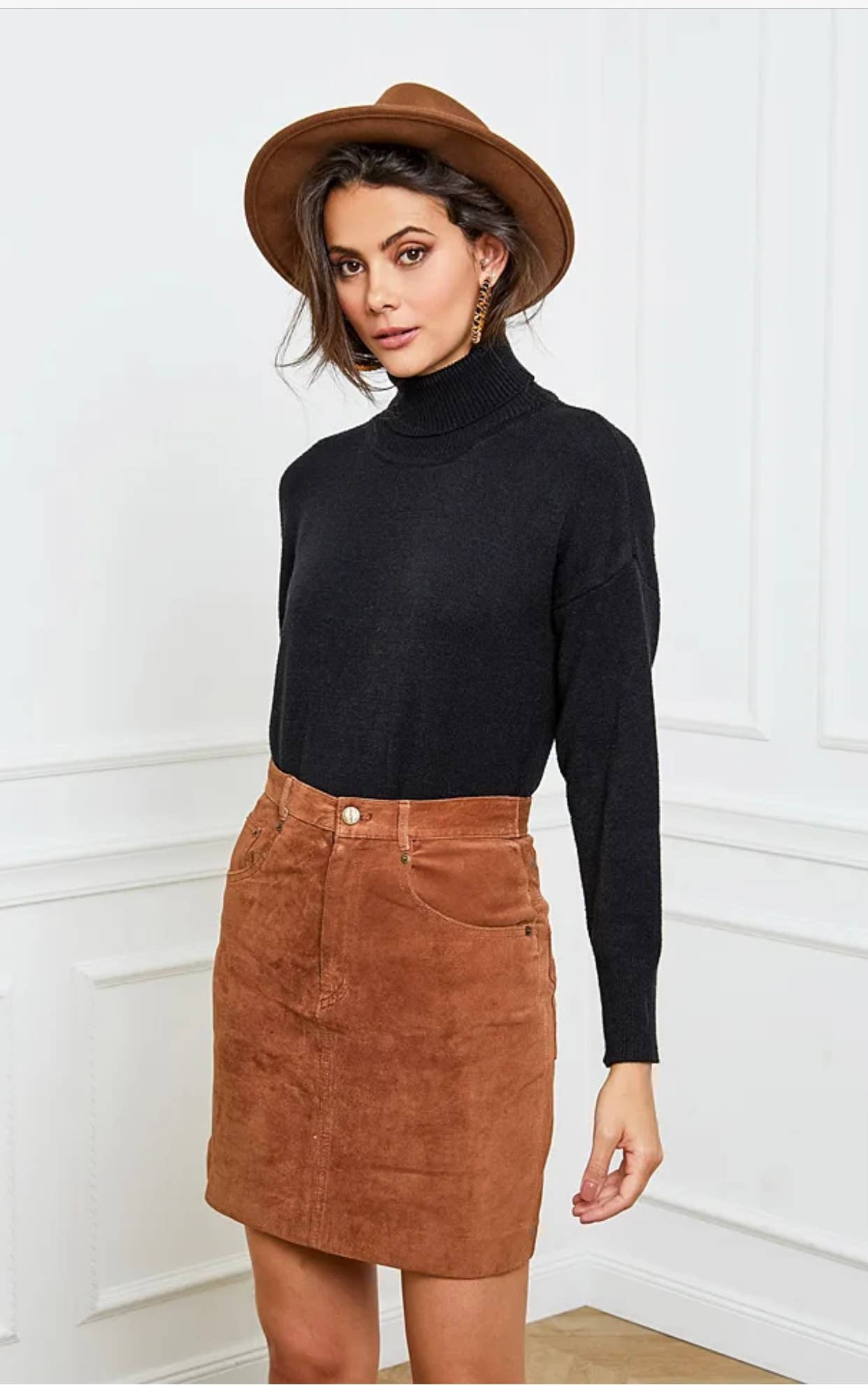 Turtleneck sweater with pockets | Black