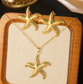 Gold Starfish Necklace and Earring Set