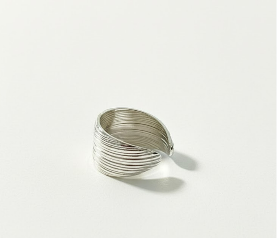 Retro Textured Stainless Steel Silver Ring