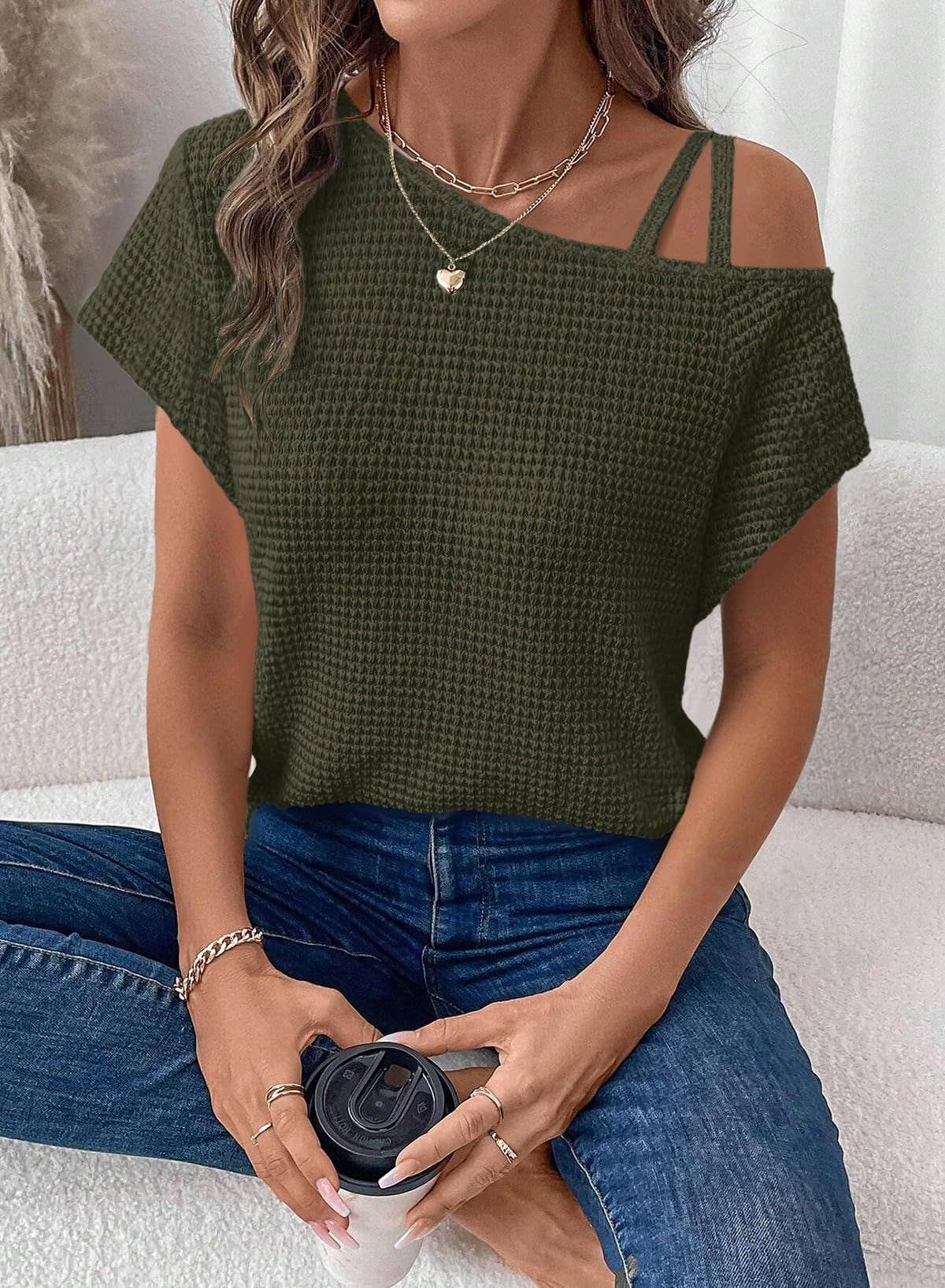 Women's Off-Shoulder Knit Top | Army Green