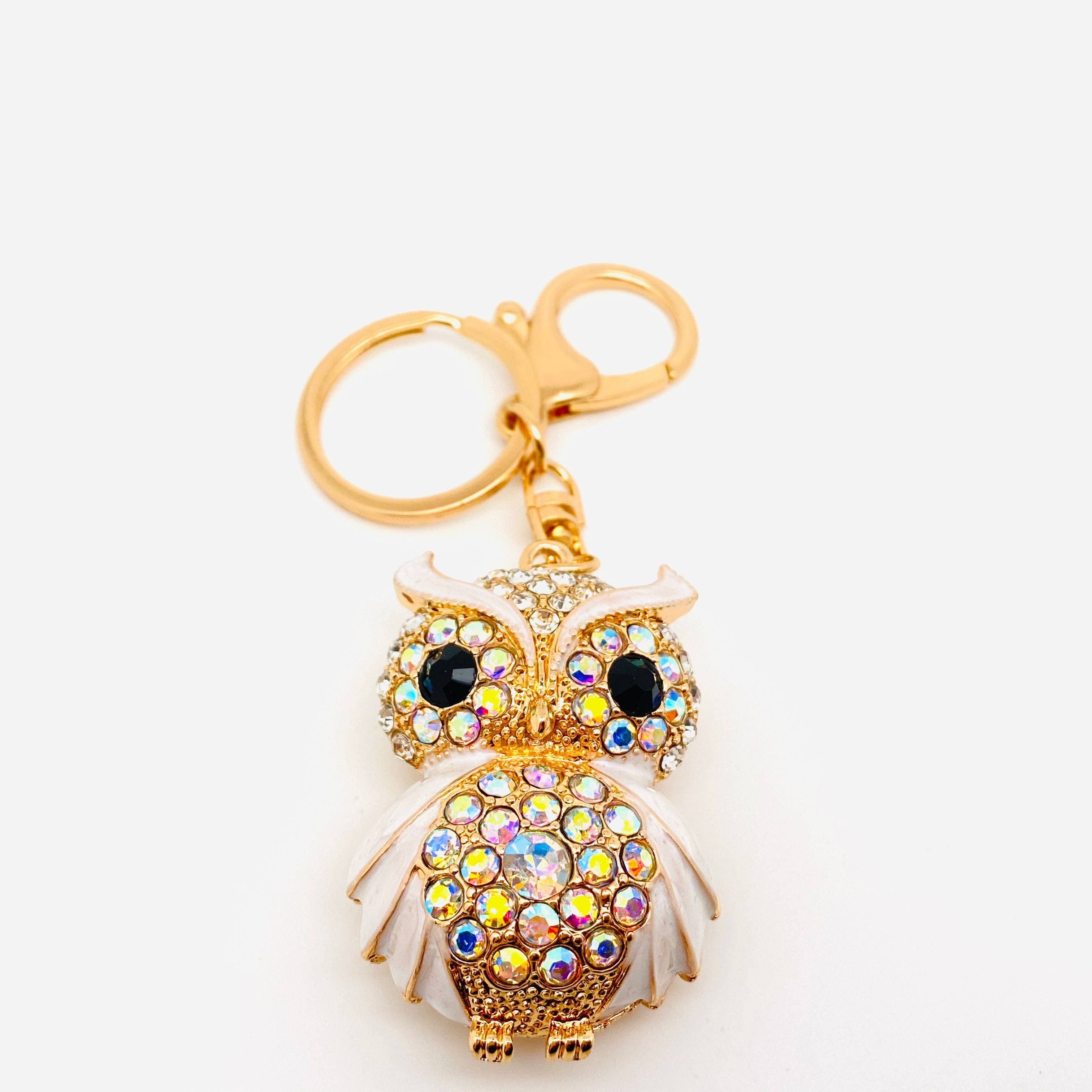 Cute Rhinestone Owl Keychain Creative Bag Pendant