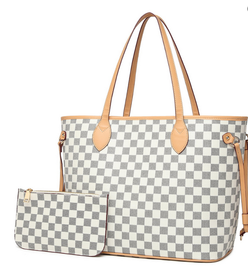 Checkered Tote & Wallet Set