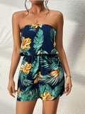 Sleeveless Printed Backless Jumpsuit
