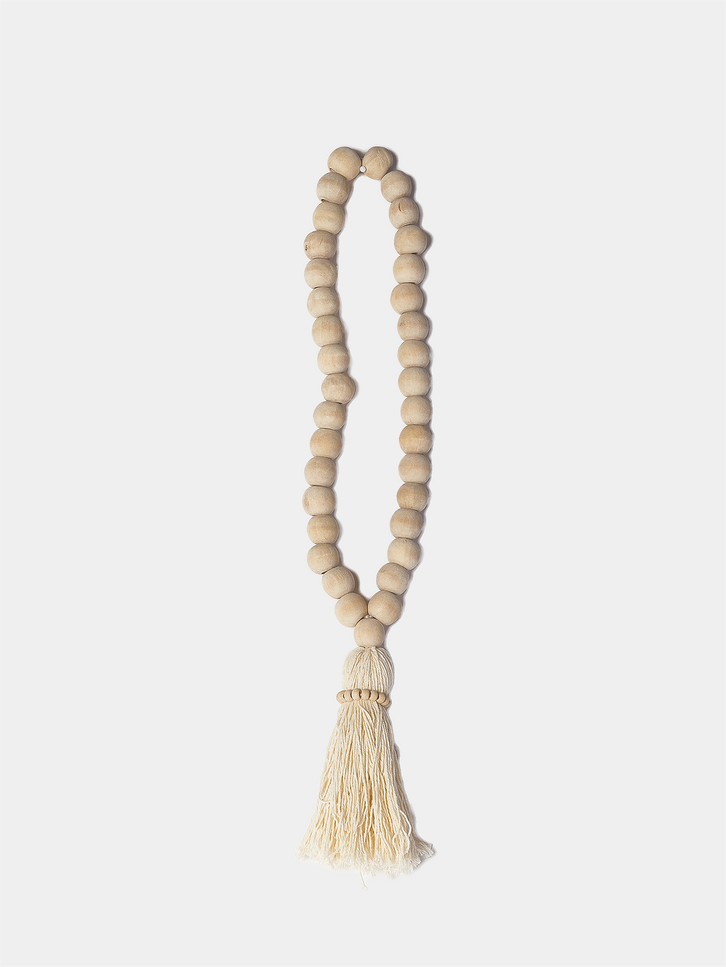 Large Boho Beaded Tassel (Natural Wood)