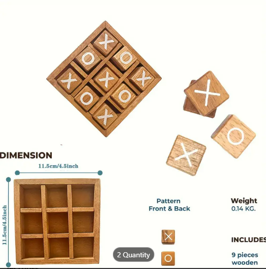 Small Wooden Tic Tac Toe Board