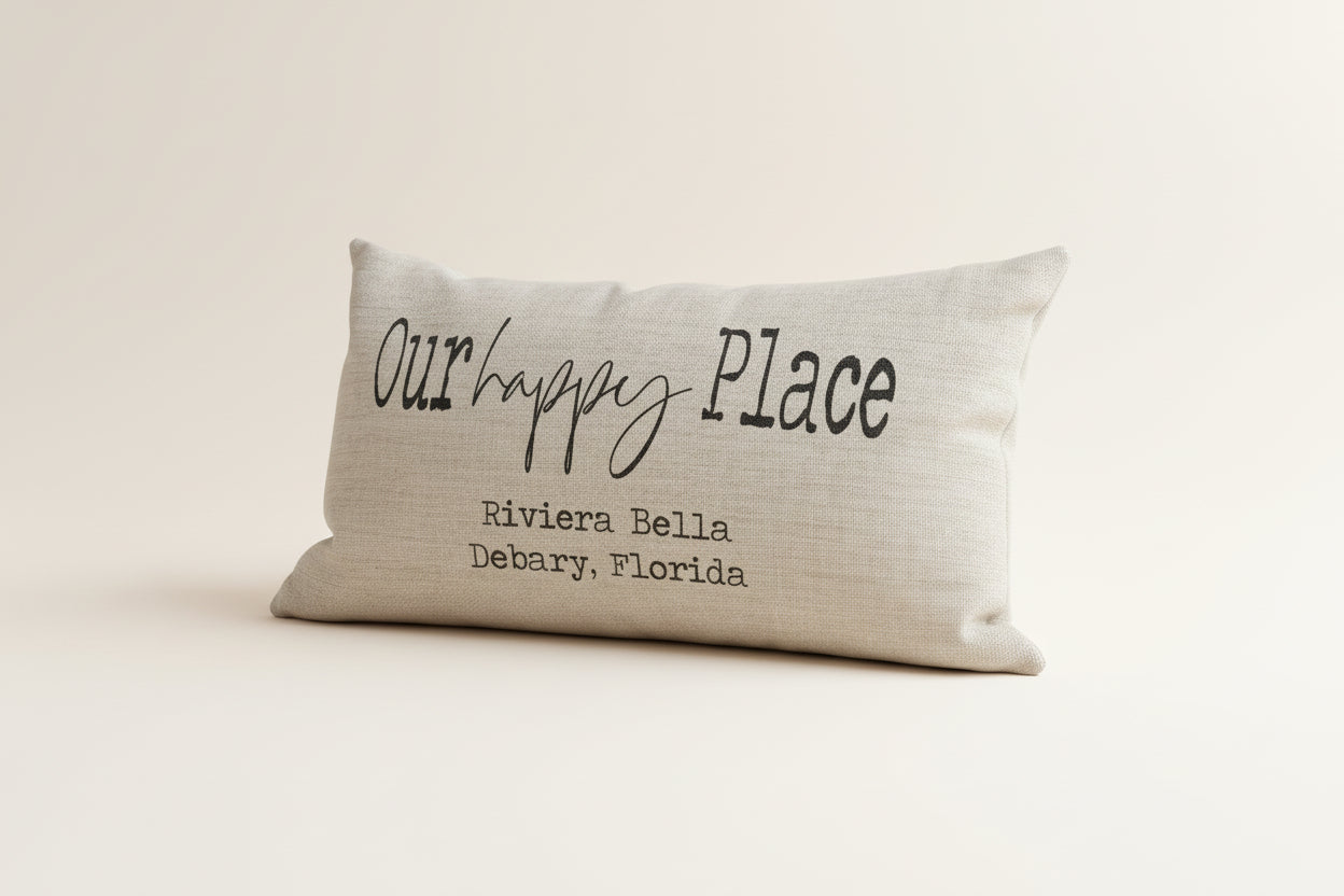 Riviera Bella Debary Florida - Our Happy Place Throw Pillow