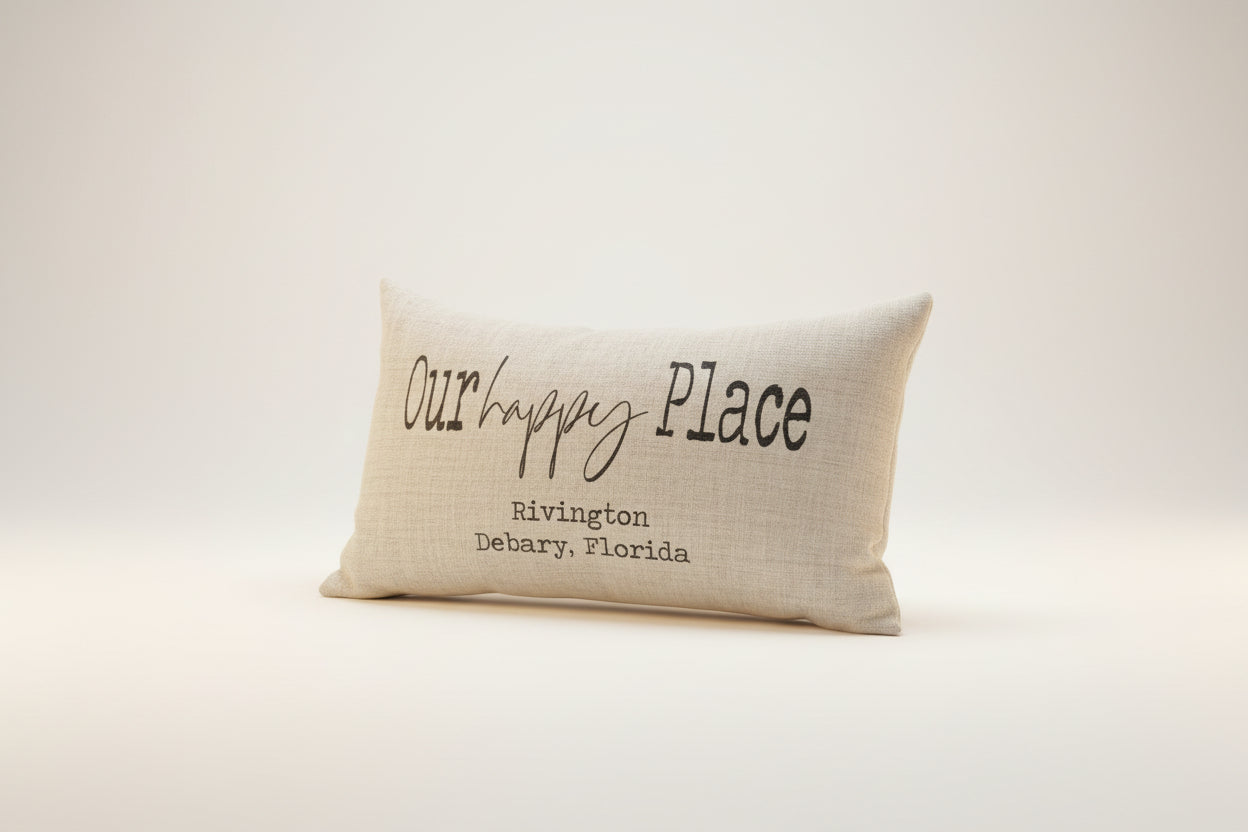 Rivington Debary Florida - Our Happy Place Throw Pillow
