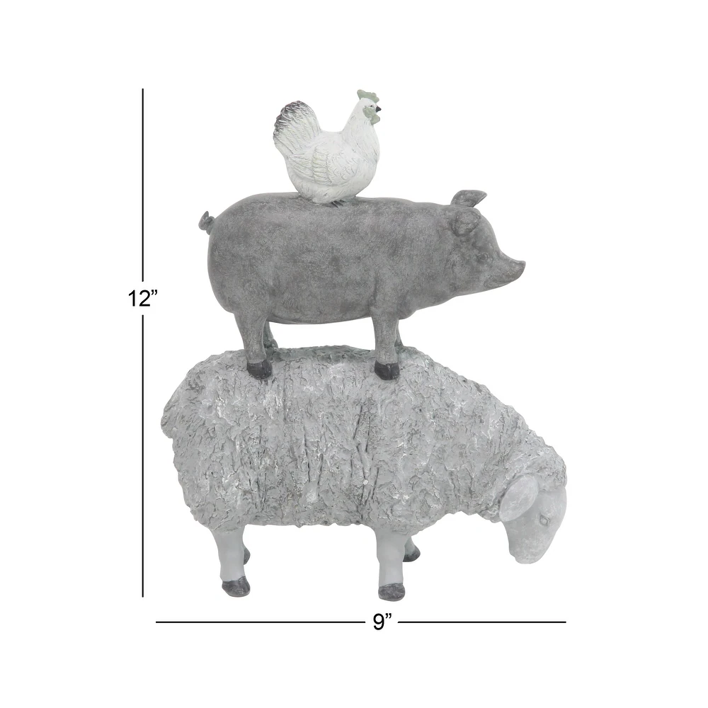 Stacked Farm Animals Whitewashed Regular