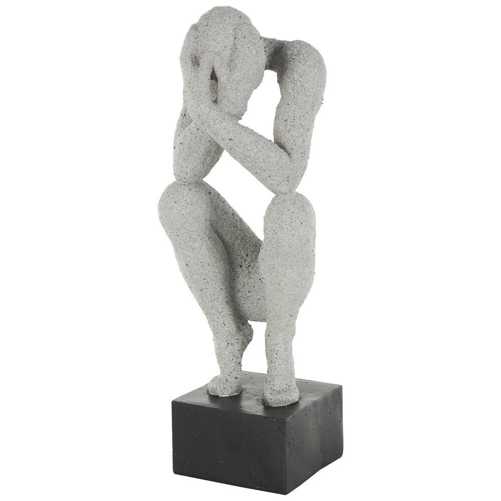 Polystone Crouching Sculpture w/hands on face
