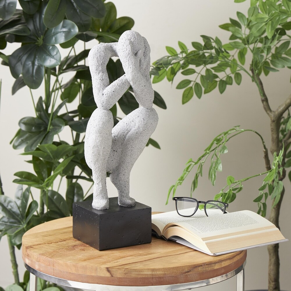 Polystone Crouching Sculpture w/hands on face Regular