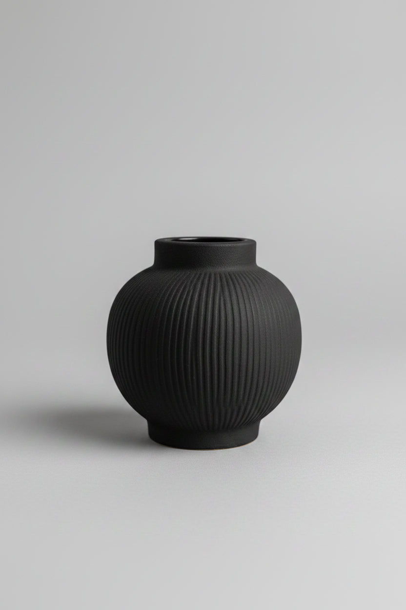 Short Black Knit Vase