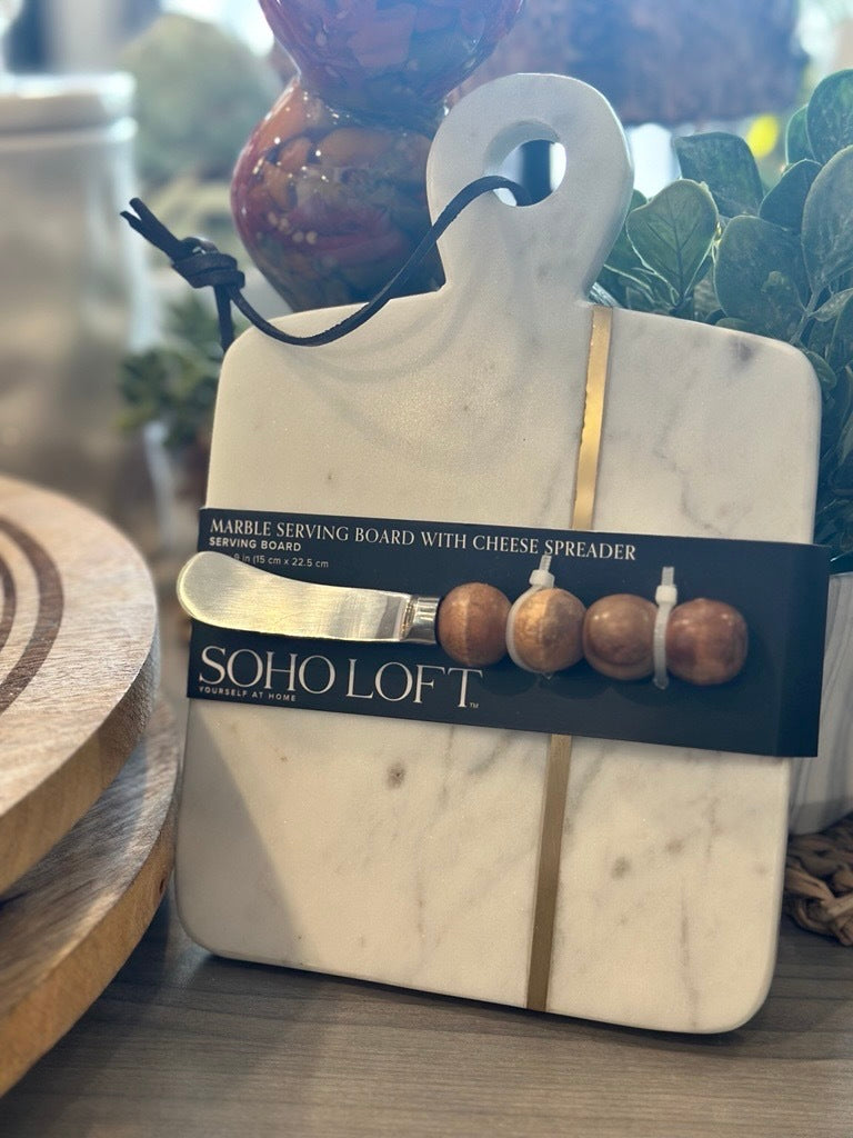 Marble Serving Board with Cheese Spreader