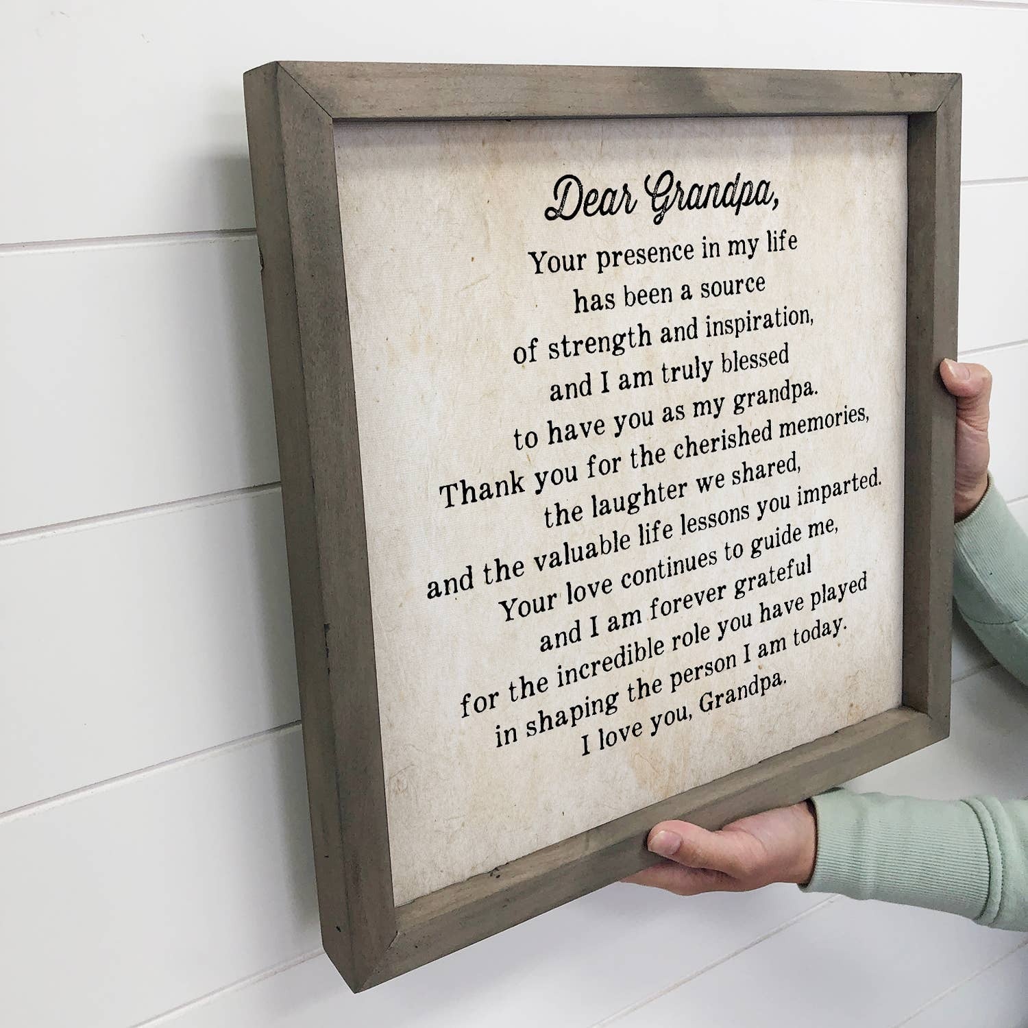 Letter to Grandpa Decorative Framed Canvas Sign | 6x6"