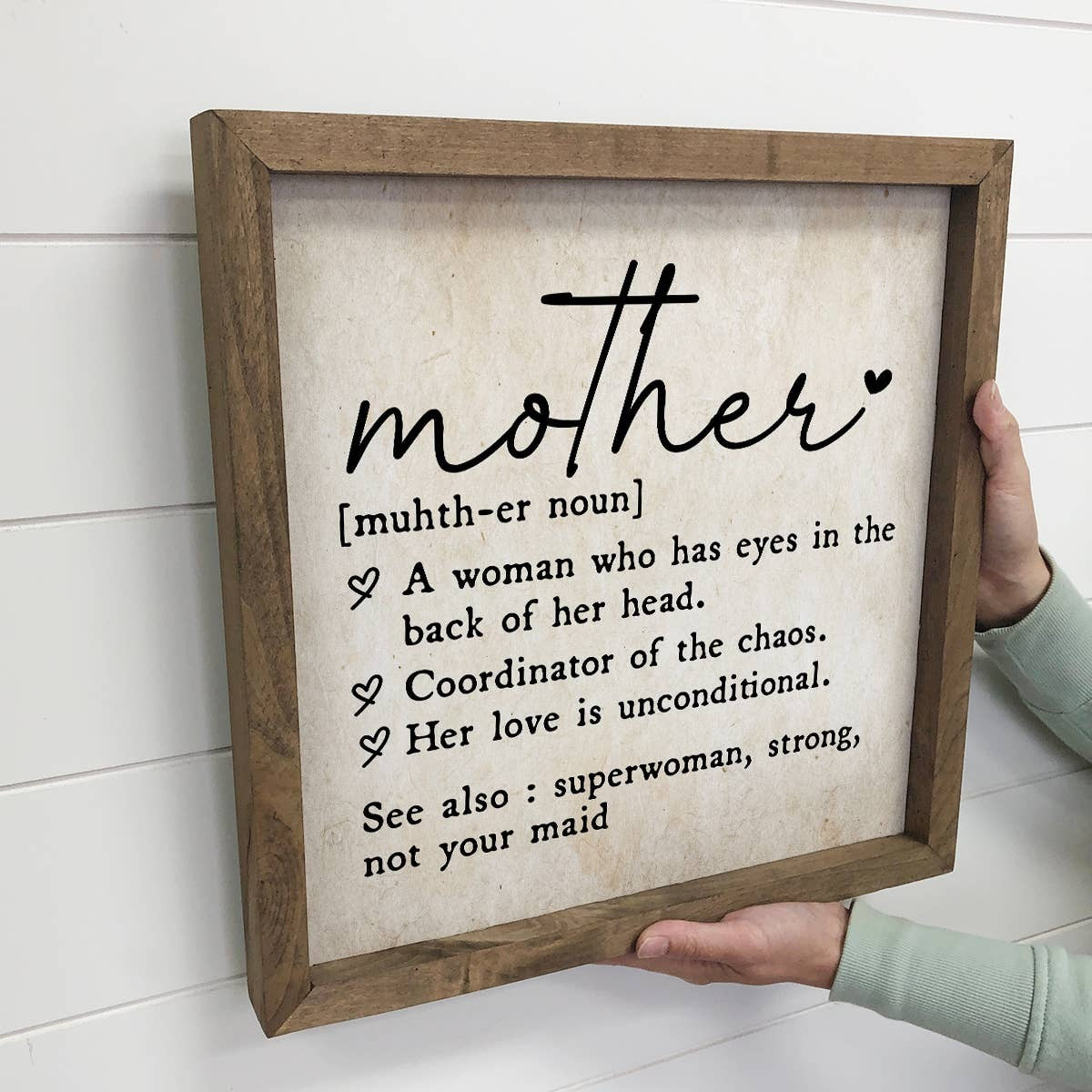 Mother Definition Decorative Framed Canvas Sign | 6x6"