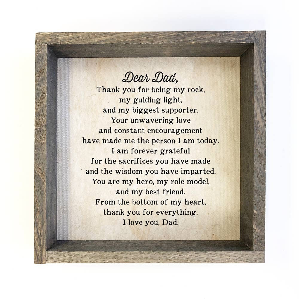 Letter to Dad Decorative Canvas Framed Sign | 6x6"