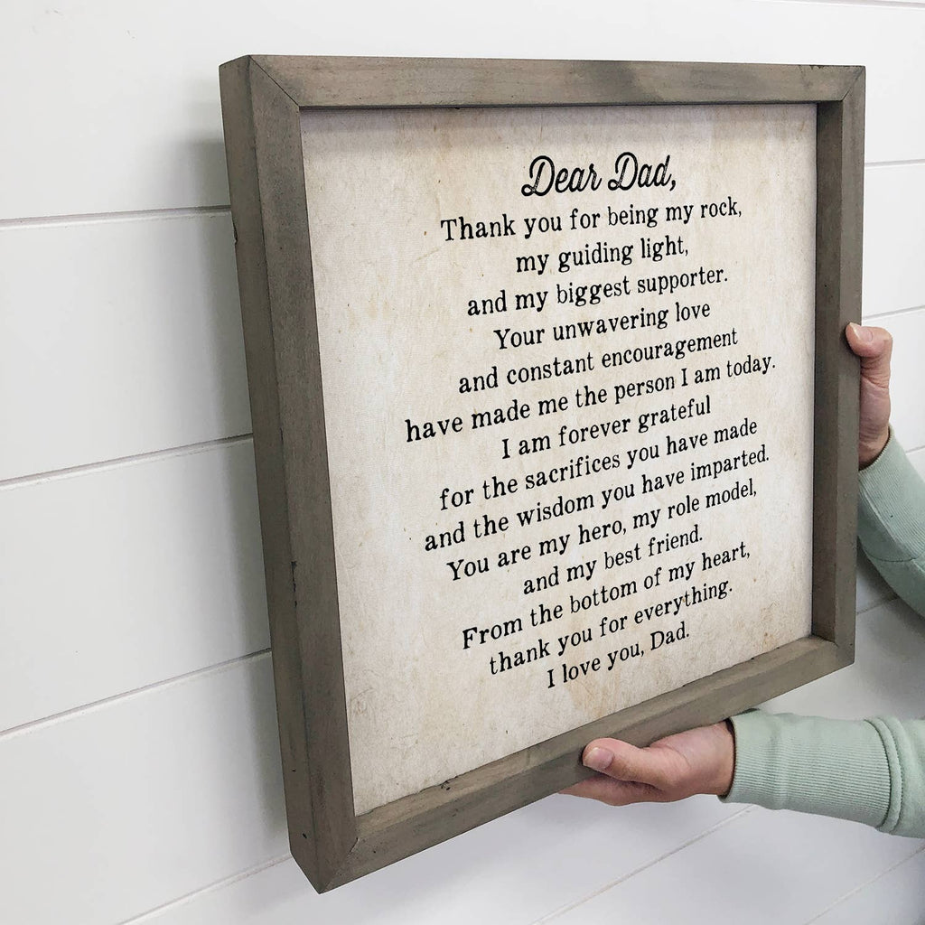 Letter to Dad Decorative Canvas Framed Sign | 6x6"