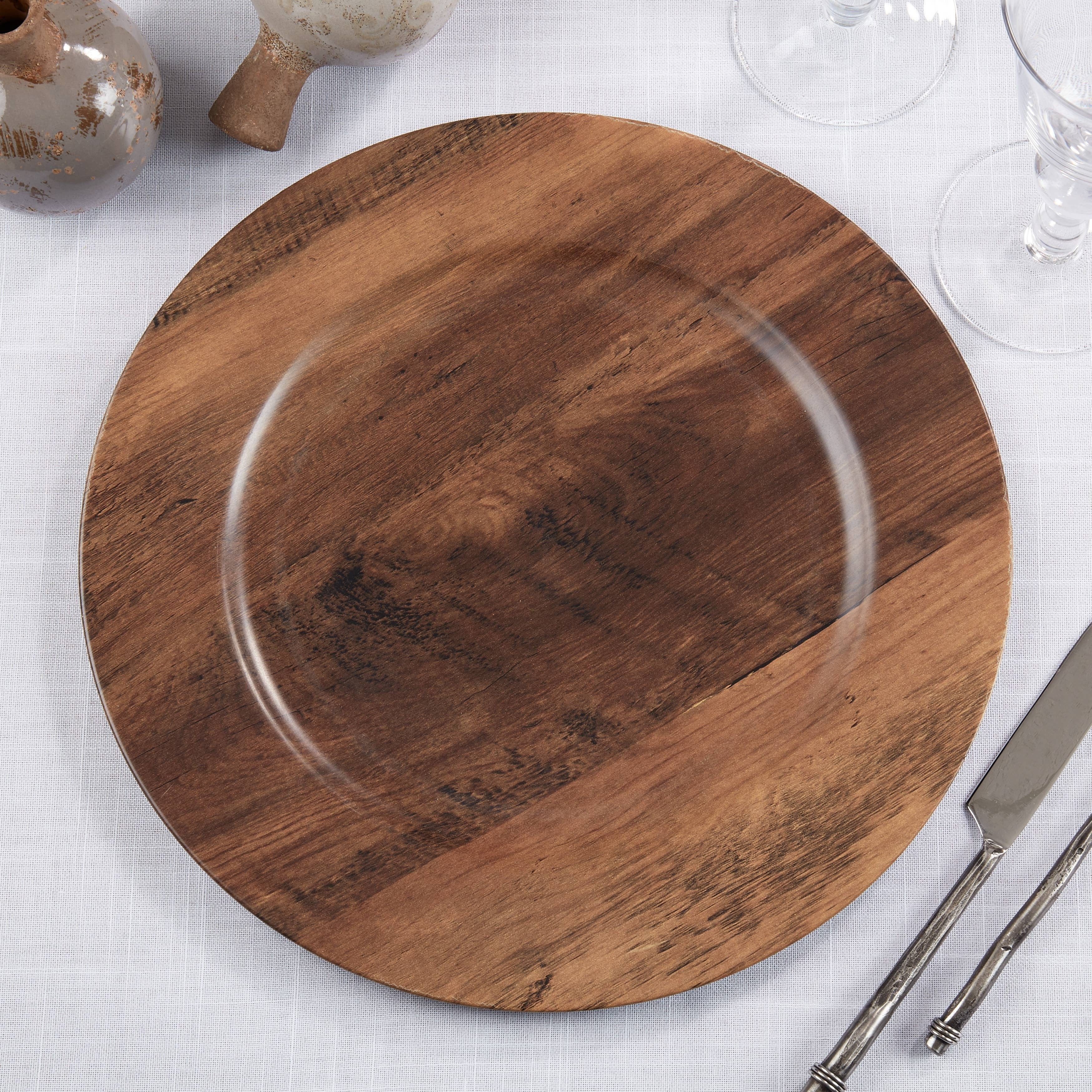 Sleek Faux Wood Charger Plate | 13"