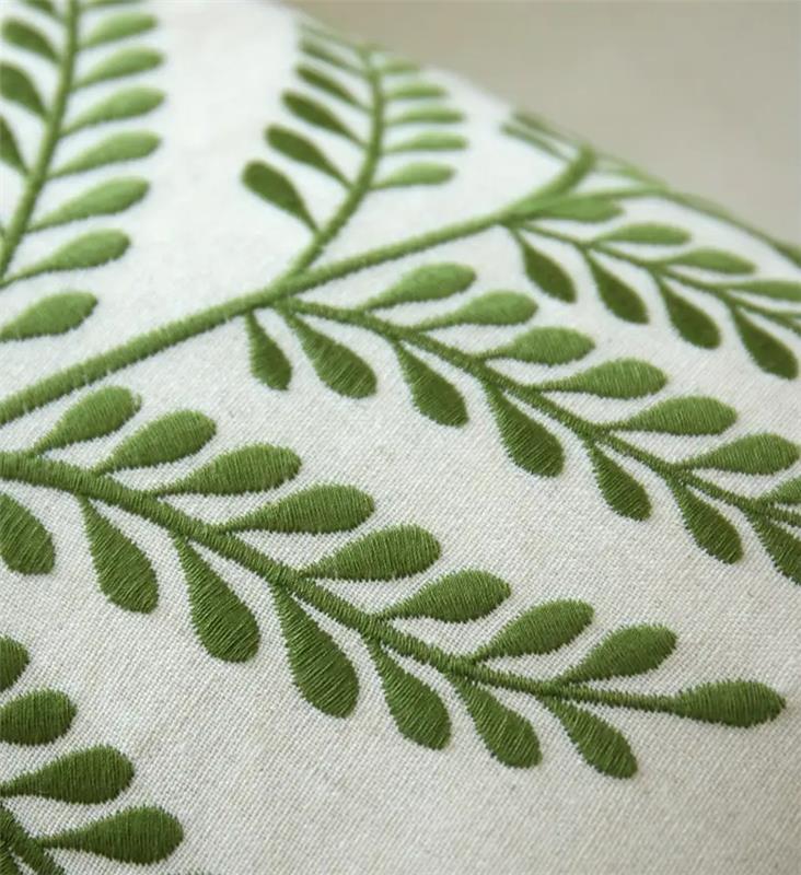 Leaf Embroidered Throw Pillow |  17.5 x 17.5