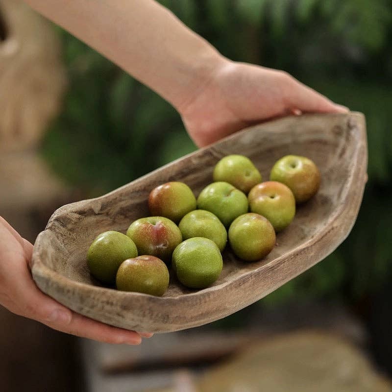 Wooden Boat-Shaped Fruit Platters