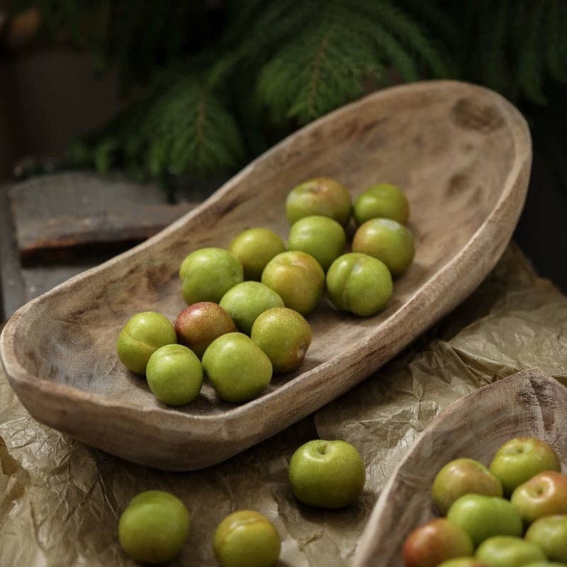 Wooden Boat-Shaped Fruit Platters
