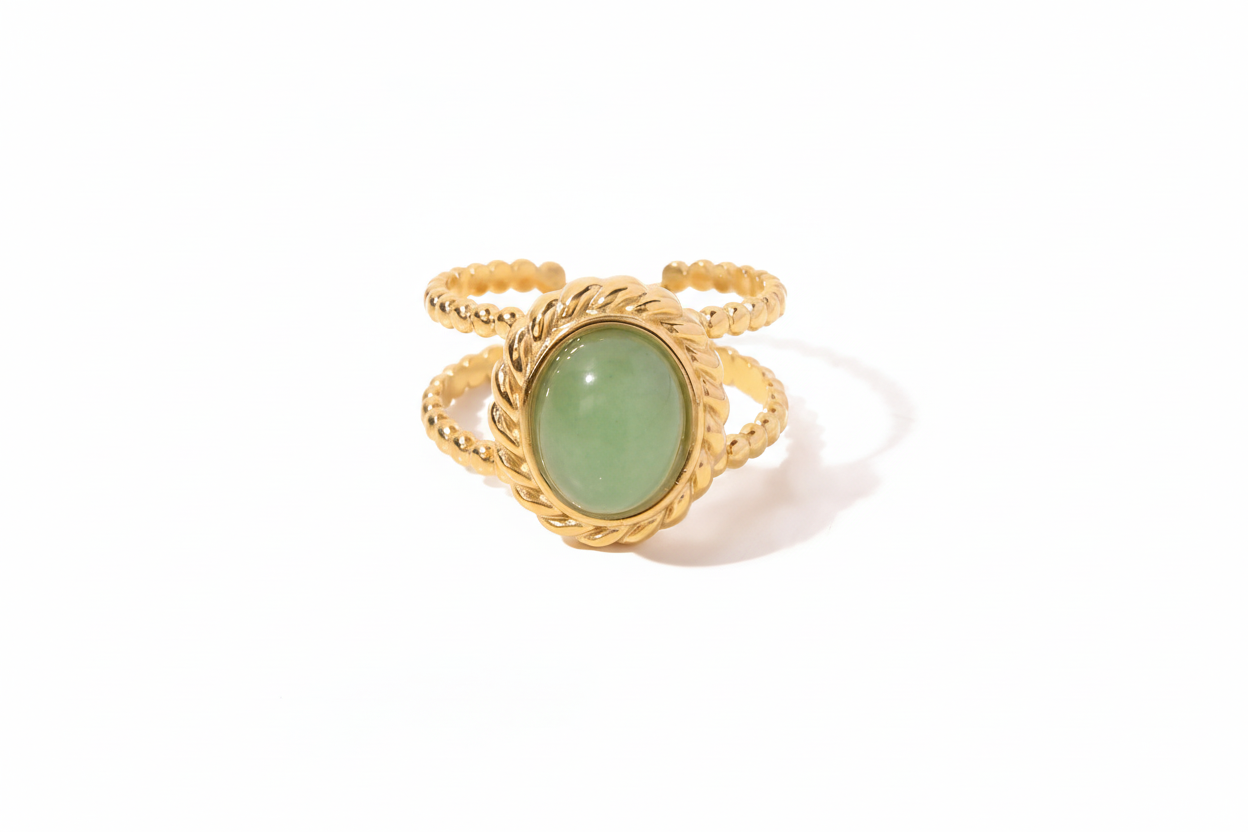 Inlaid Stone Rings - FGS/CS: 5 | 18K Gold-plated Stainless Steel