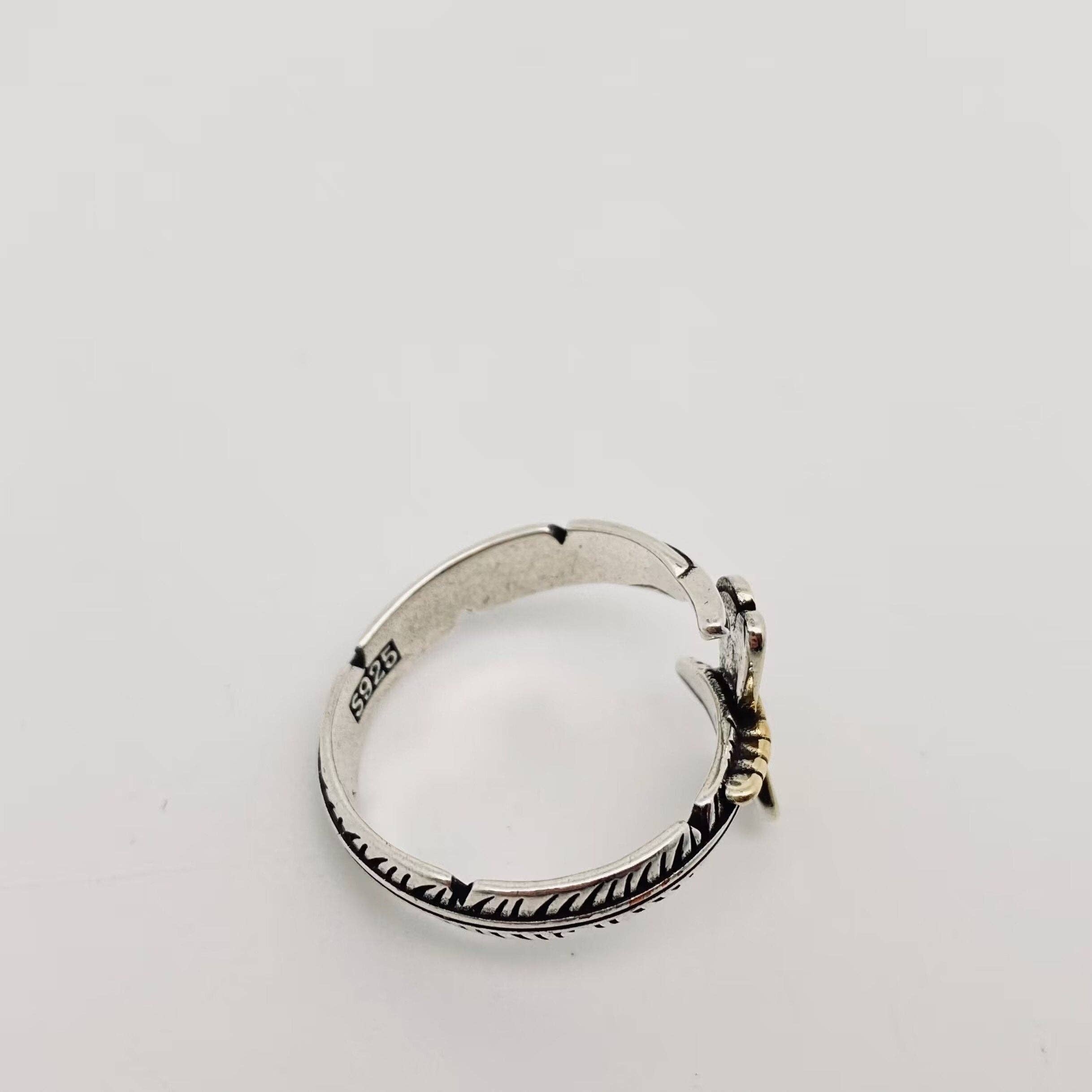 Silver Plated Feather Gold Dragonfly Adjustable Ring