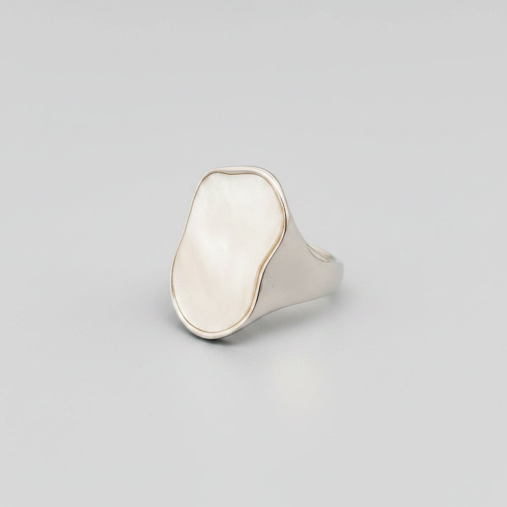 Shell Geometric 18K Gold Plated Stainless Steel Ring - FGS: Steel color, 8