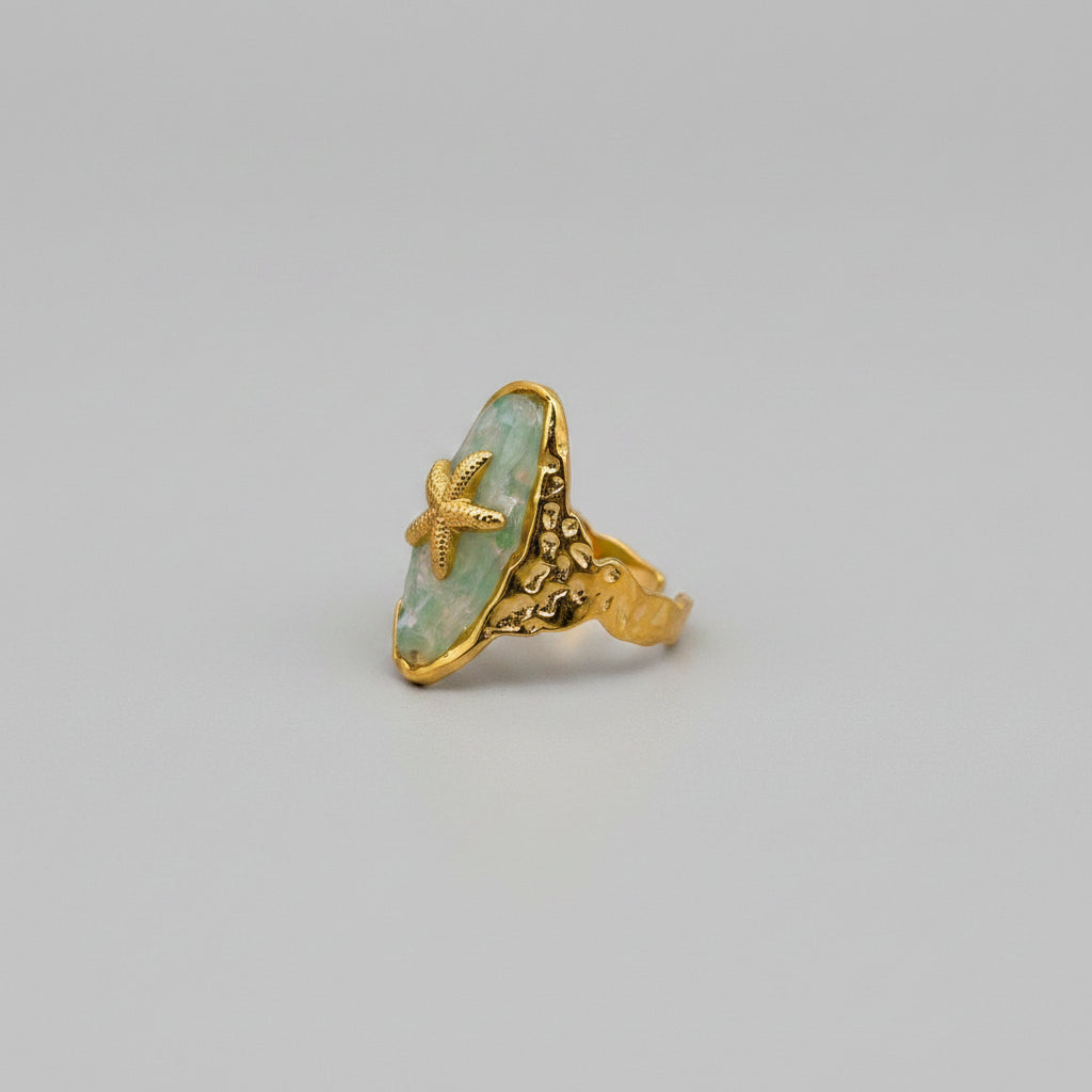 Shattered Shell 18K Gold Plated S.Steel Starfish Ring