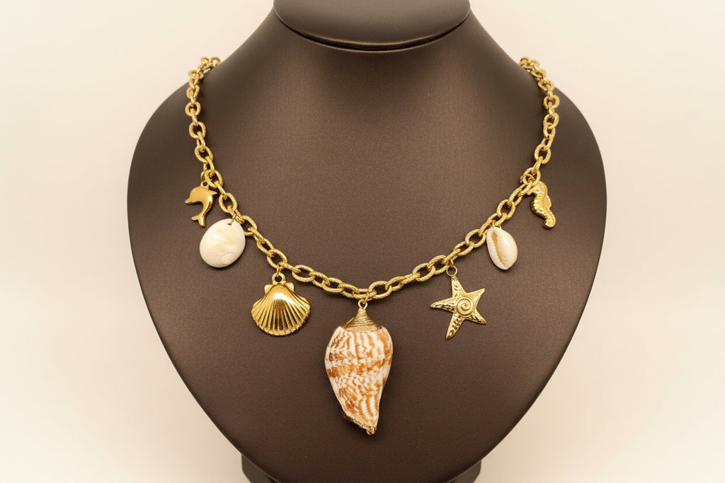 Beach Style 18K Gold Plated S.Steel Charm Necklace - FGS