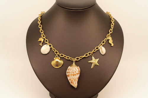 Beach Style 18K Gold Plated S.Steel Charm Necklace - FGS
