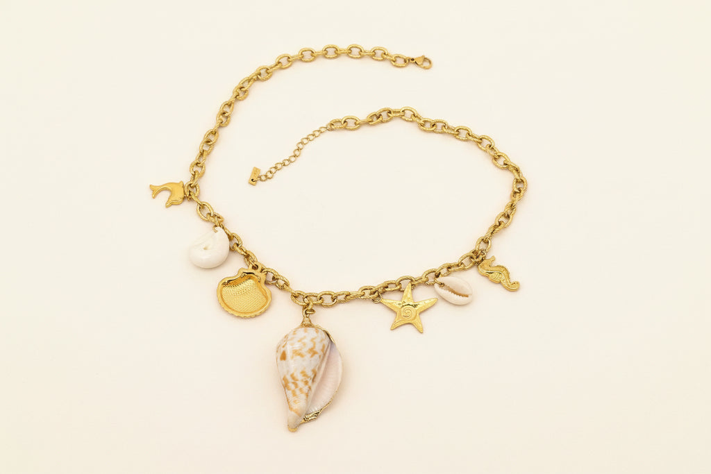 Beach Style 18K Gold Plated S.Steel Charm Necklace