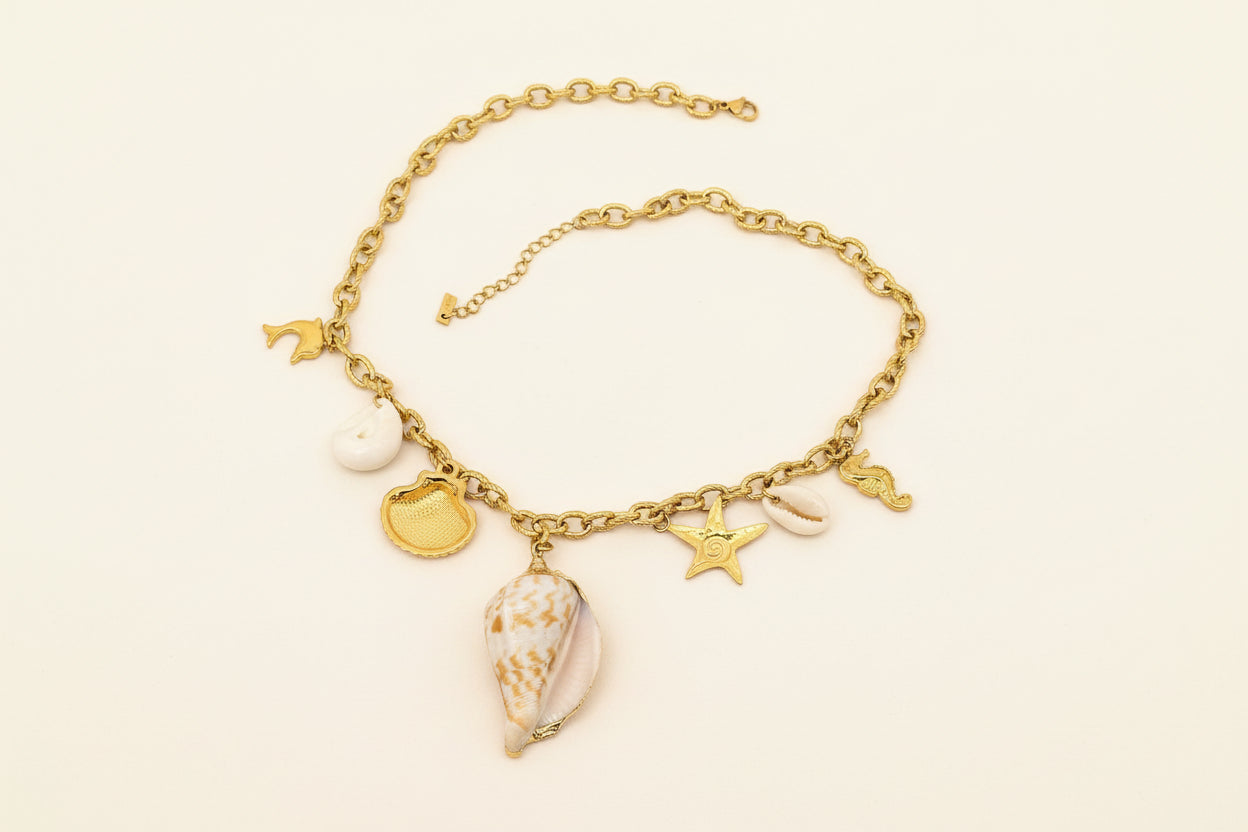 Beach Style 18K Gold Plated S.Steel Charm Necklace