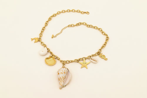 Beach Style 18K Gold Plated S.Steel Charm Necklace