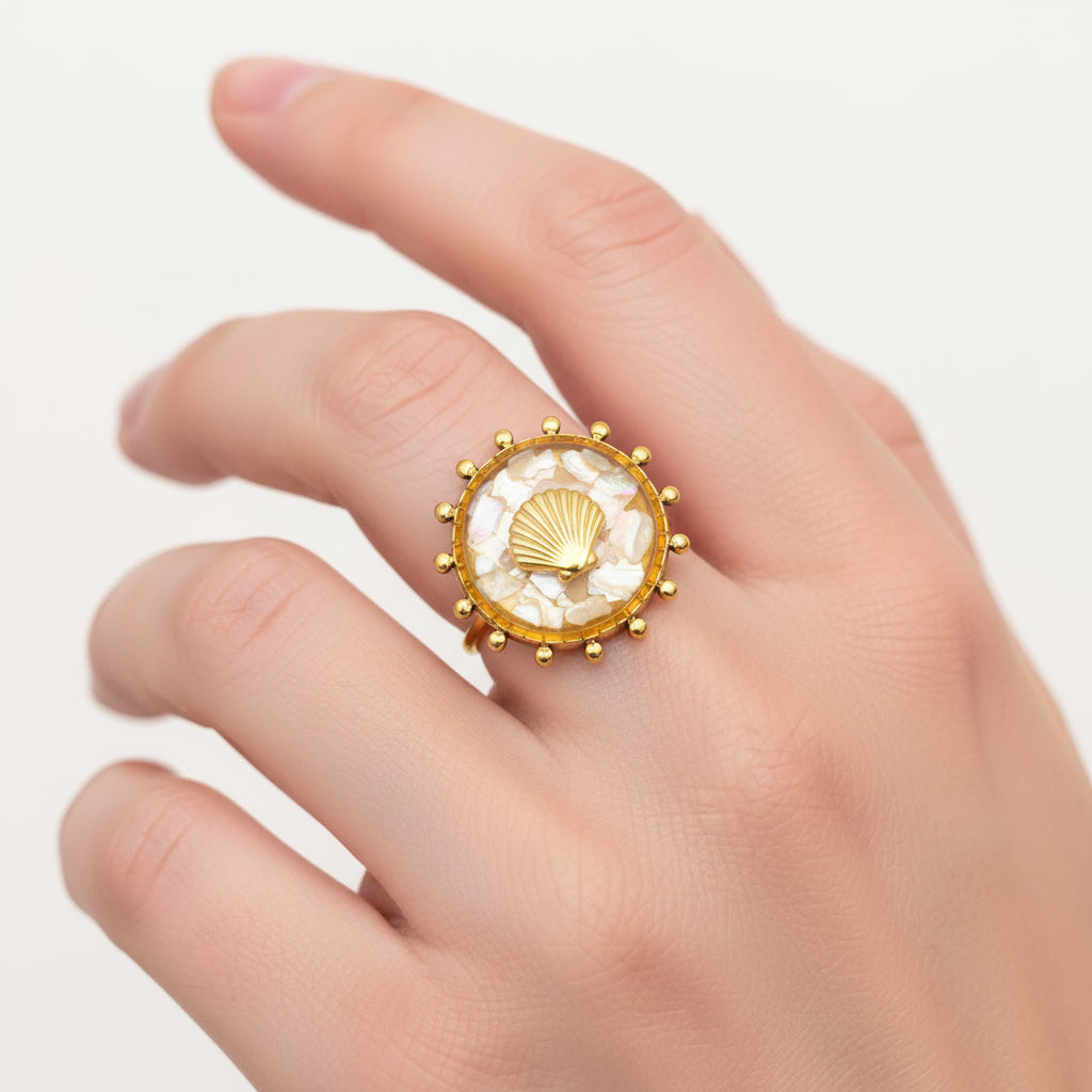 Shattered Shell  Scallop Ring | 18K Gold Plated S.Steel