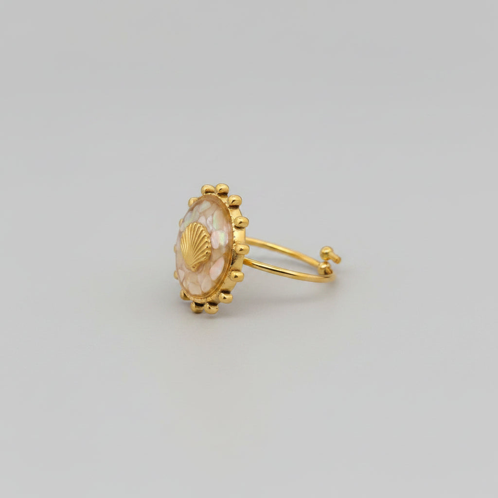 Shattered Shell  Scallop Ring | 18K Gold Plated S.Steel