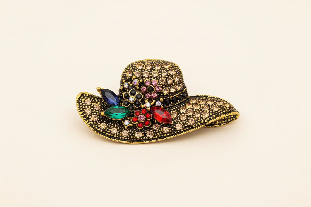 Vintage Rhinestone Hat Brooch
