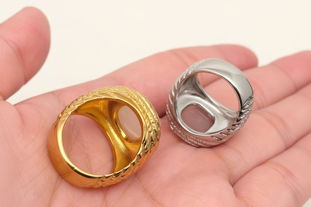 Tiger's Eye Pink Crystal Rings