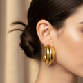 C Shaped Post Earrings - Golden | 18K Gold Plated Stainless Steel
