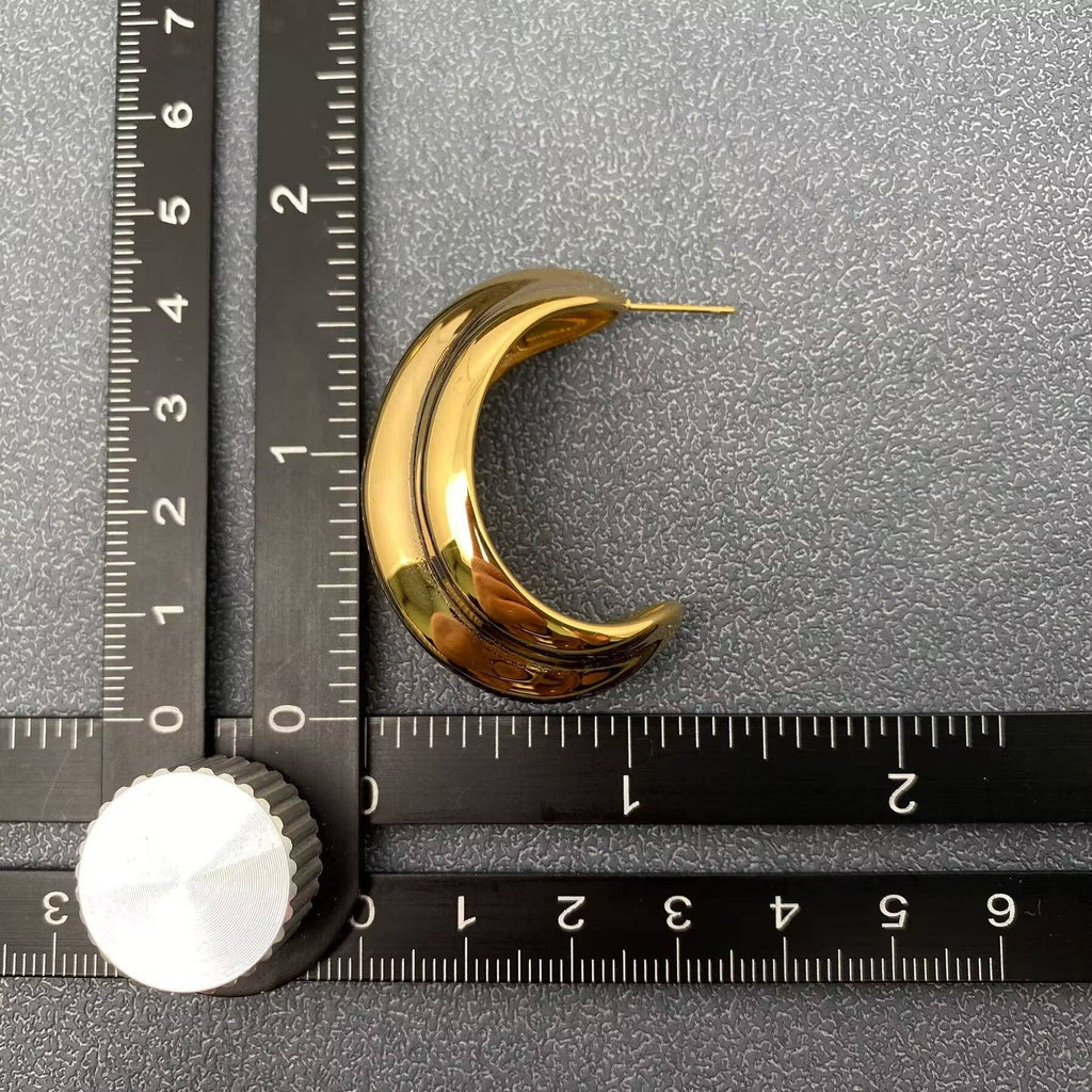 C Shaped Post Earrings - Golden | 18K Gold Plated Stainless Steel