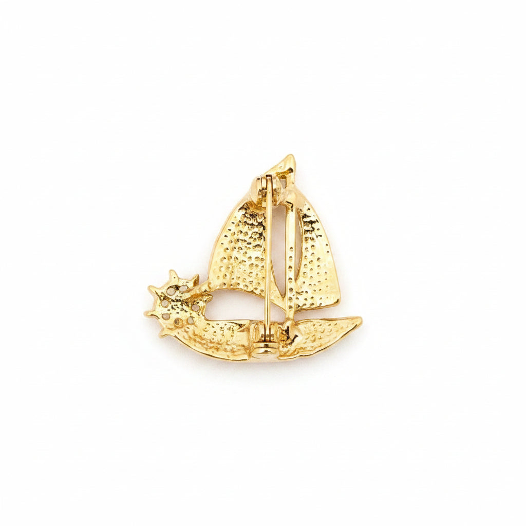 Rhinestone Sailboat Brooch