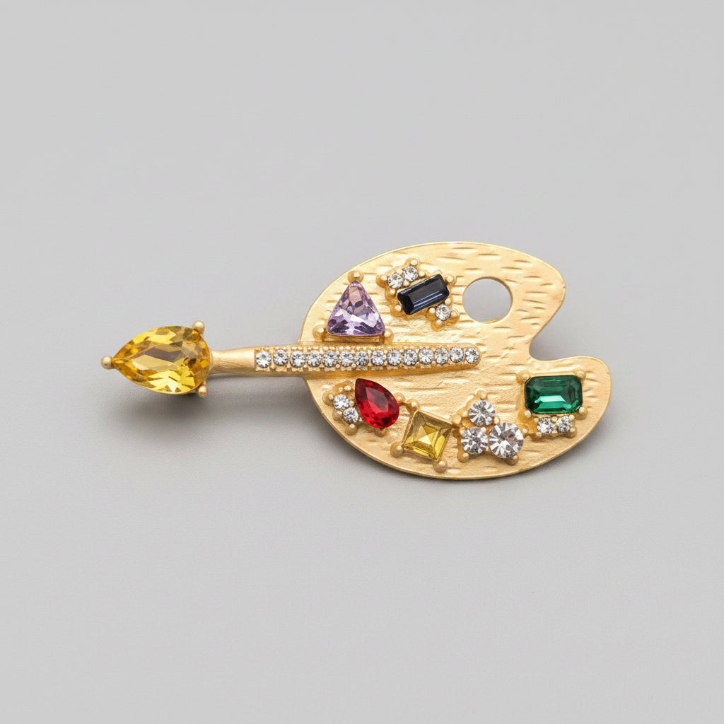 Palette Brooch | Inlaid Glass & Rhinestone Palette Brooch
