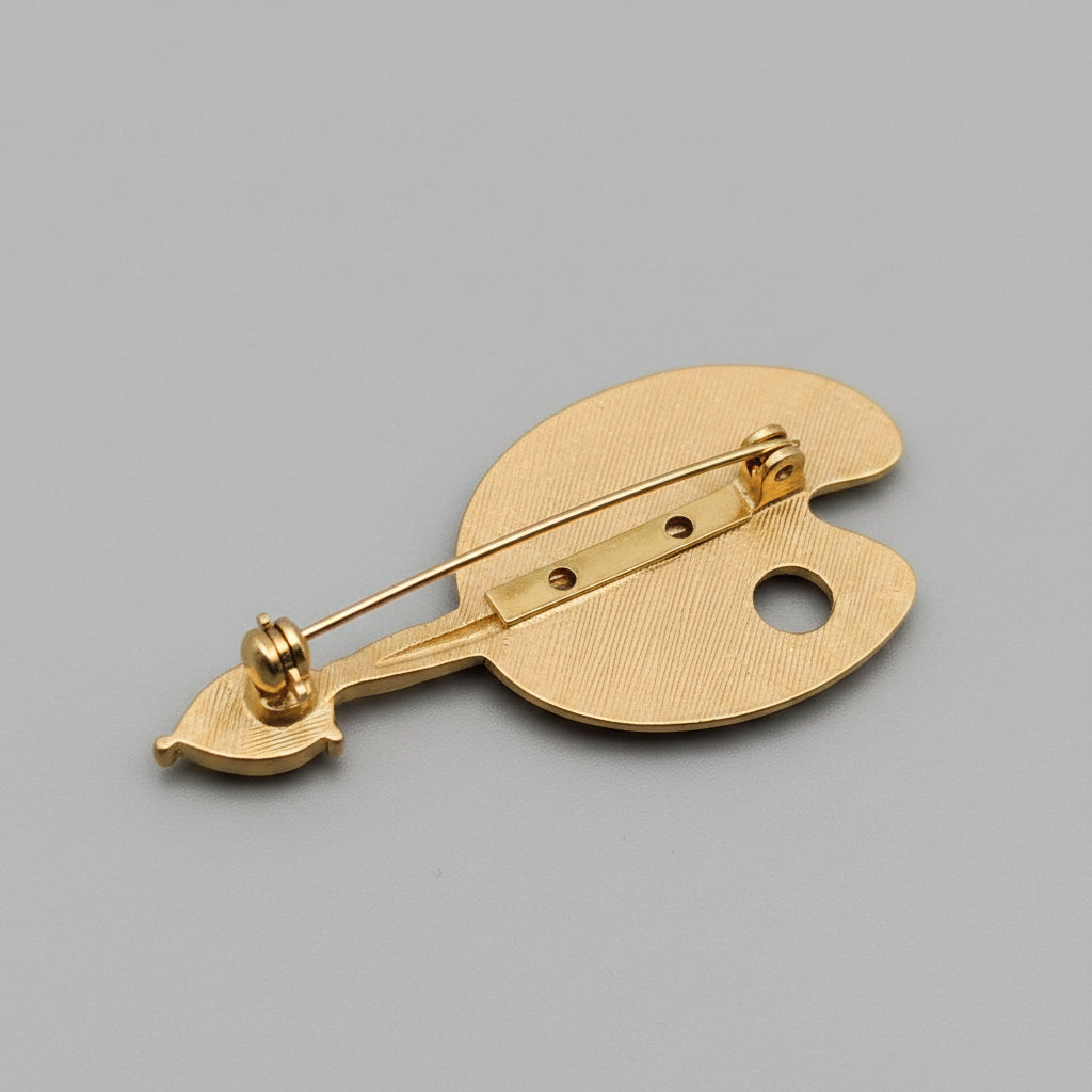 Inlaid Glass & Rhinestone Palette Brooch