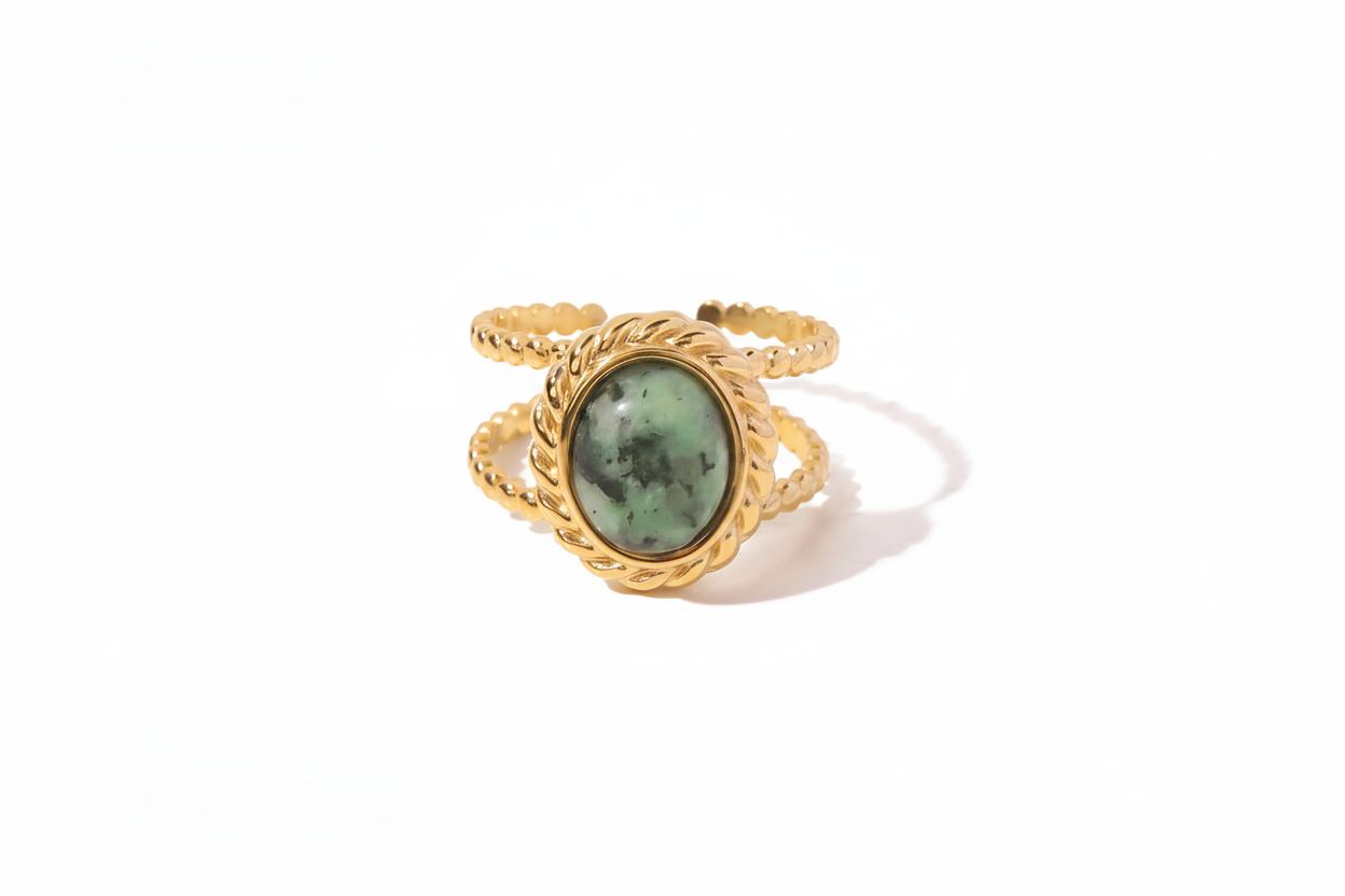 Inlaid Stone Rings - FGS/CS: 3 | 18K Gold-plated Stainless Steel