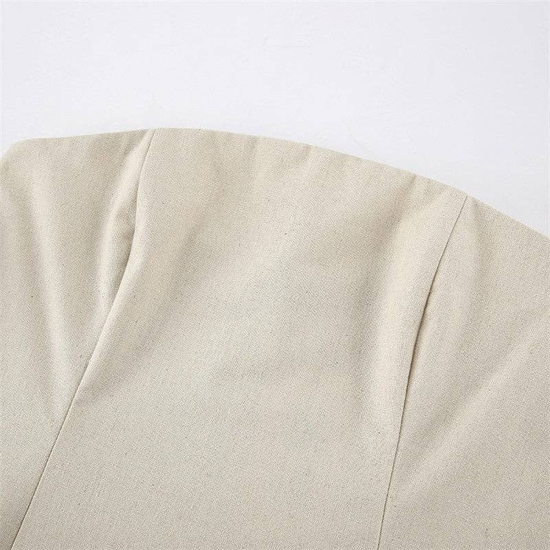 Khaki Casual Strapless Maxi Dress
