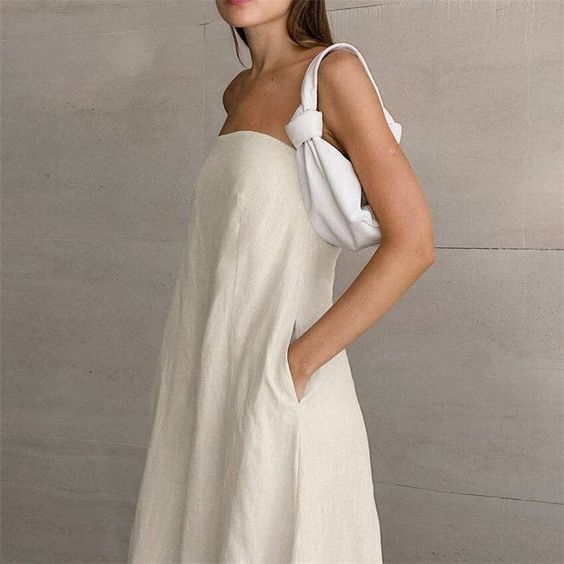 Khaki Casual Strapless Maxi Dress