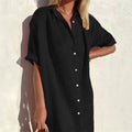 Short Sleeve Black Shirt Dress