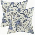 Blue Floral Birds Pillow 18 x 18 Inch