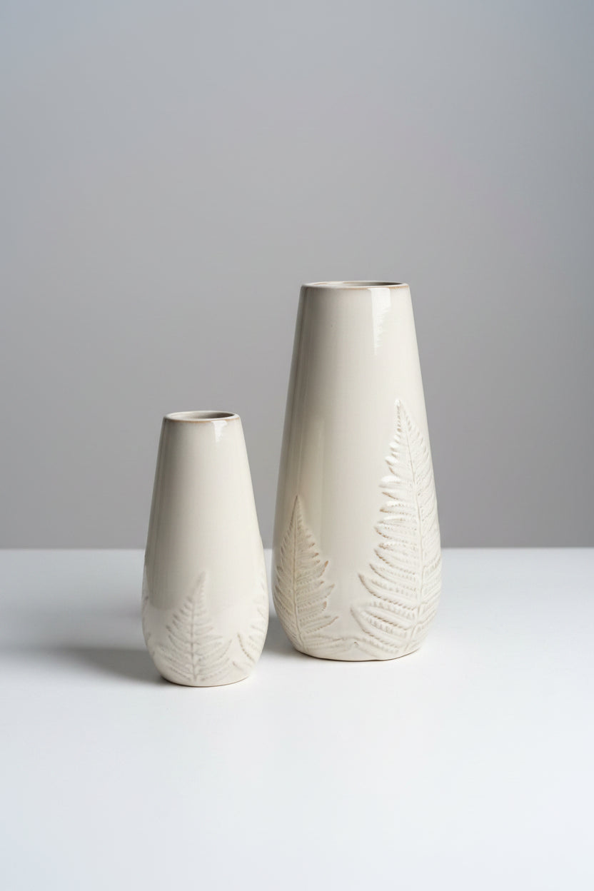 White Fern Vase | 10"