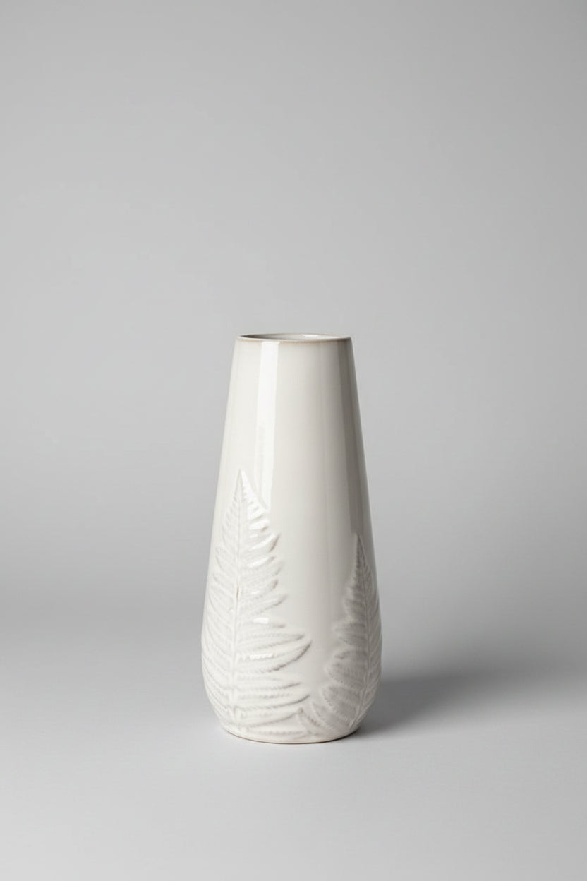 White Fern Vase | 10"