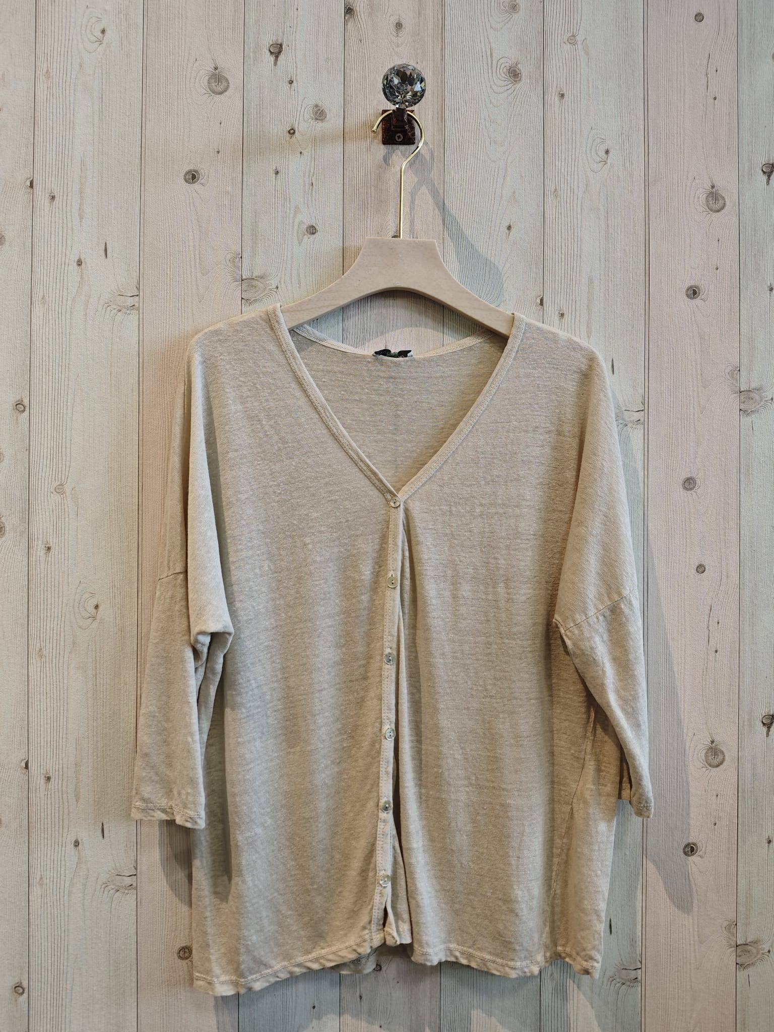 100% Linen Blouse with Buttons | Beige